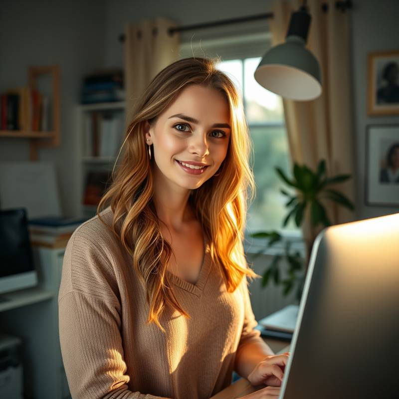 Anastasia Petrova working at her home office in 2010, founding Aurora Creative Studios.