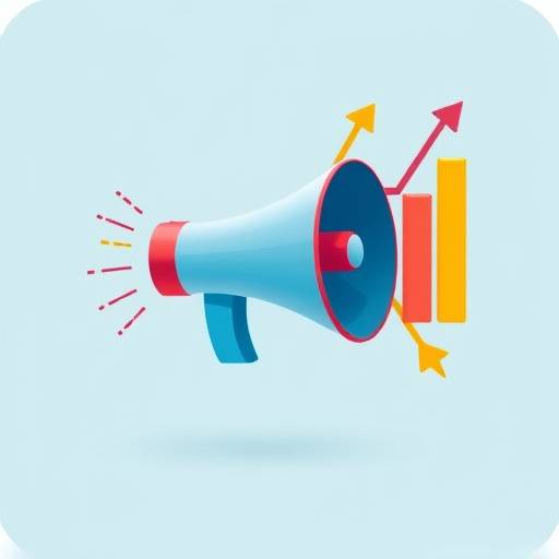 Digital Marketing Icon, depicting a megaphone broadcasting to several charts