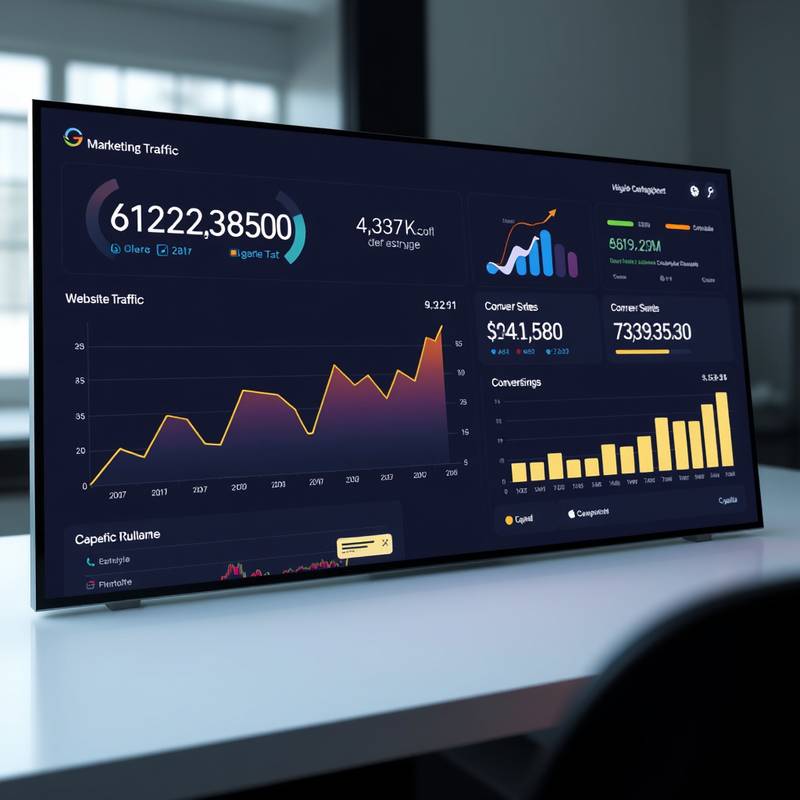 Example of a digital marketing campaign dashboard showing key performance indicators such as website traffic, conversion rates, and social media engagement.